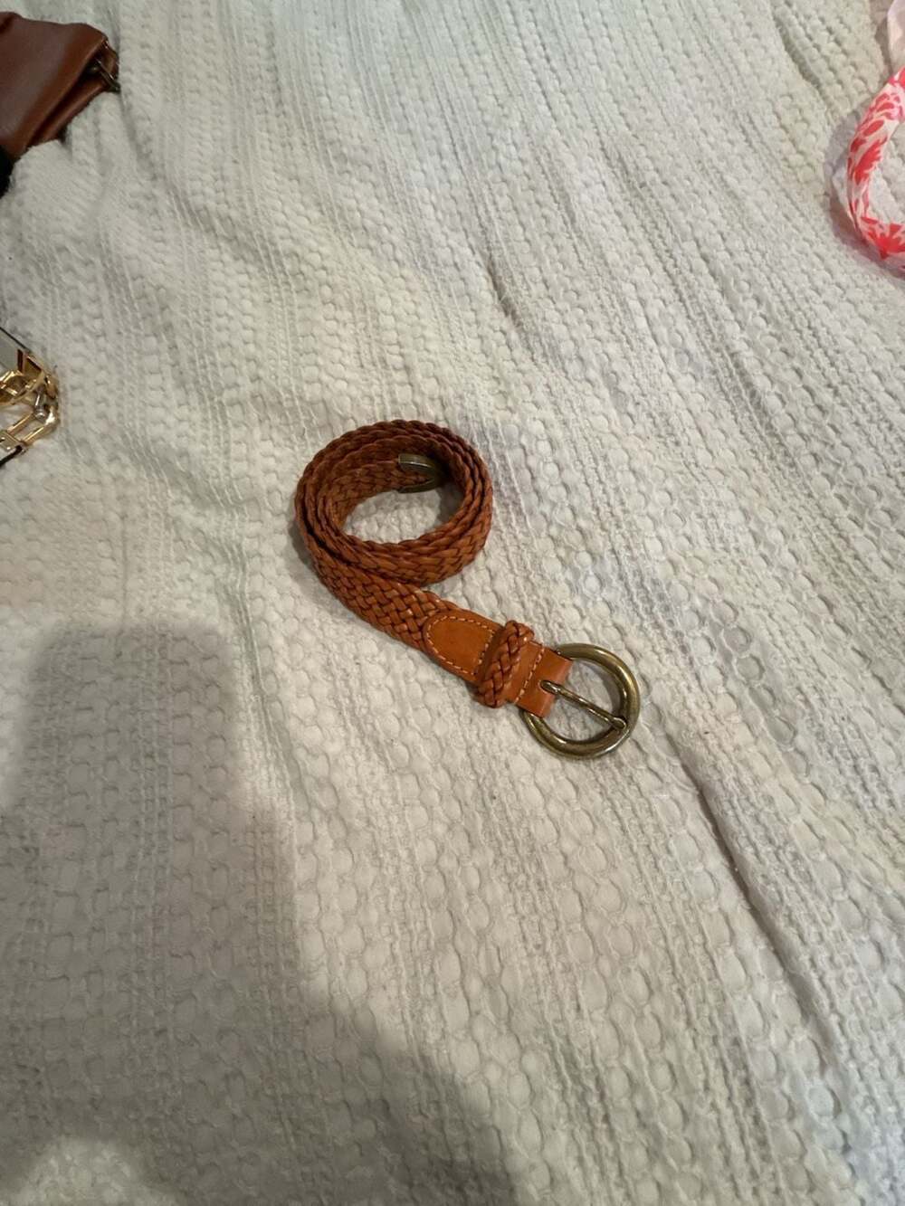 Talbots Size S Brown Braided Genuine Leather Belt